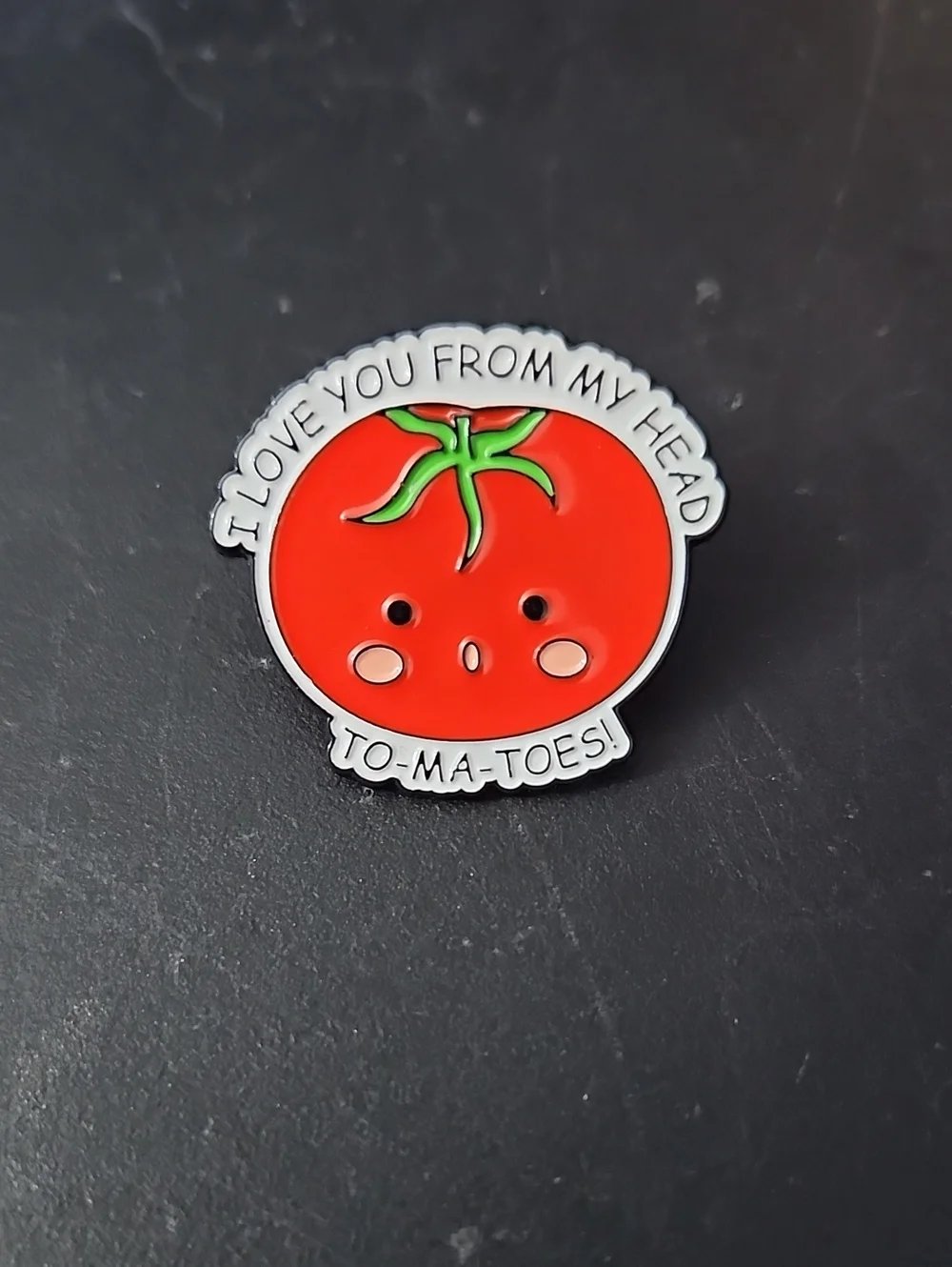 Cute Red Tomato Enamel Pin - I Love You From My Head To-Ma-Toes